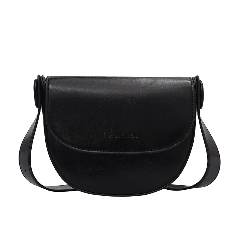 

Simple PU Vintage Leather Flap Saddle Crossbody Bags for Women 2021 New Fashion Lady Luxury Mini Shoulder Handbags and Purses