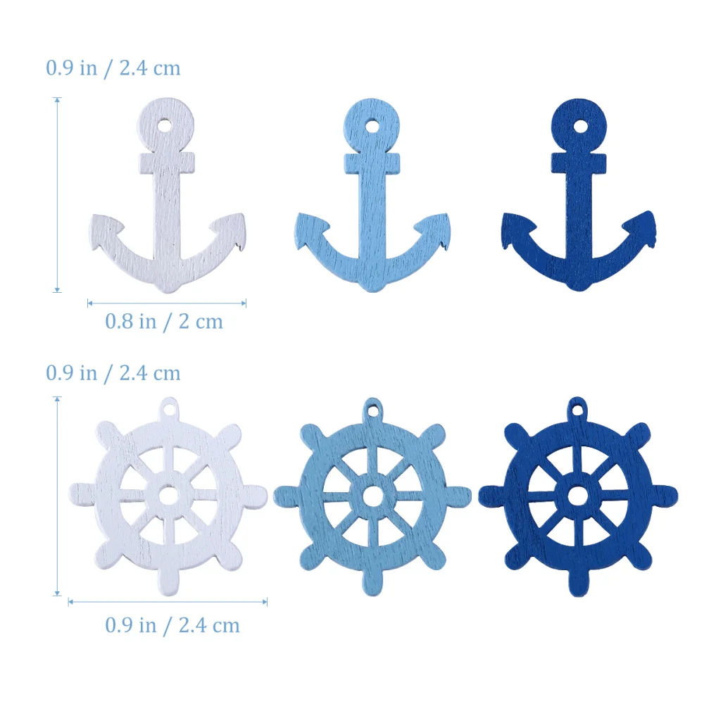 

WINOMO 100pcs Anchor and Helm Wooden Pendants Scrapbooking Home Embellishments Decorative Buttons (Random Color)