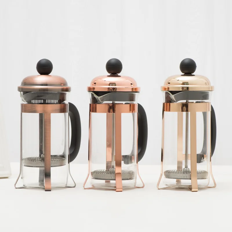 

Gold-plated copper method press pot coffee pot household filter press teapot high borosilicate glass tea maker