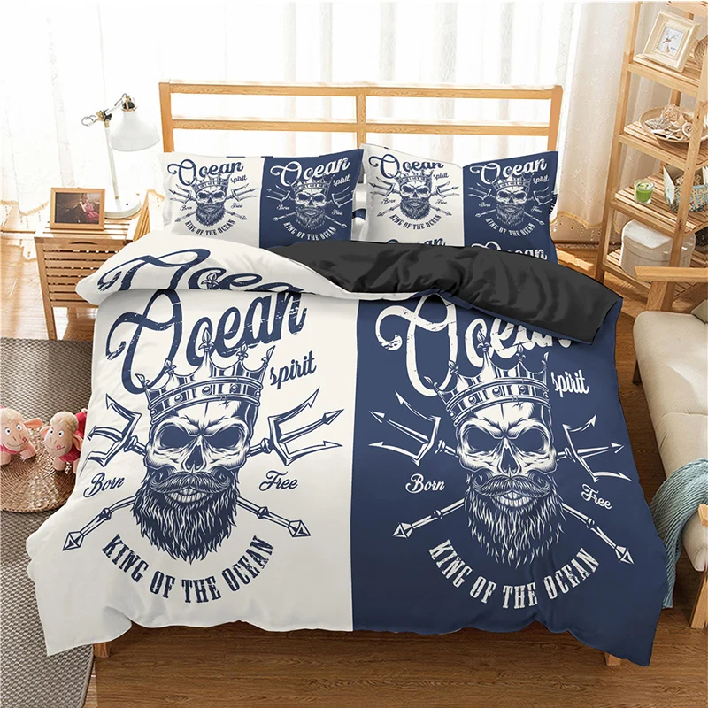 Комплект постельного белья с изображением пиратского корабля пододеяльник для