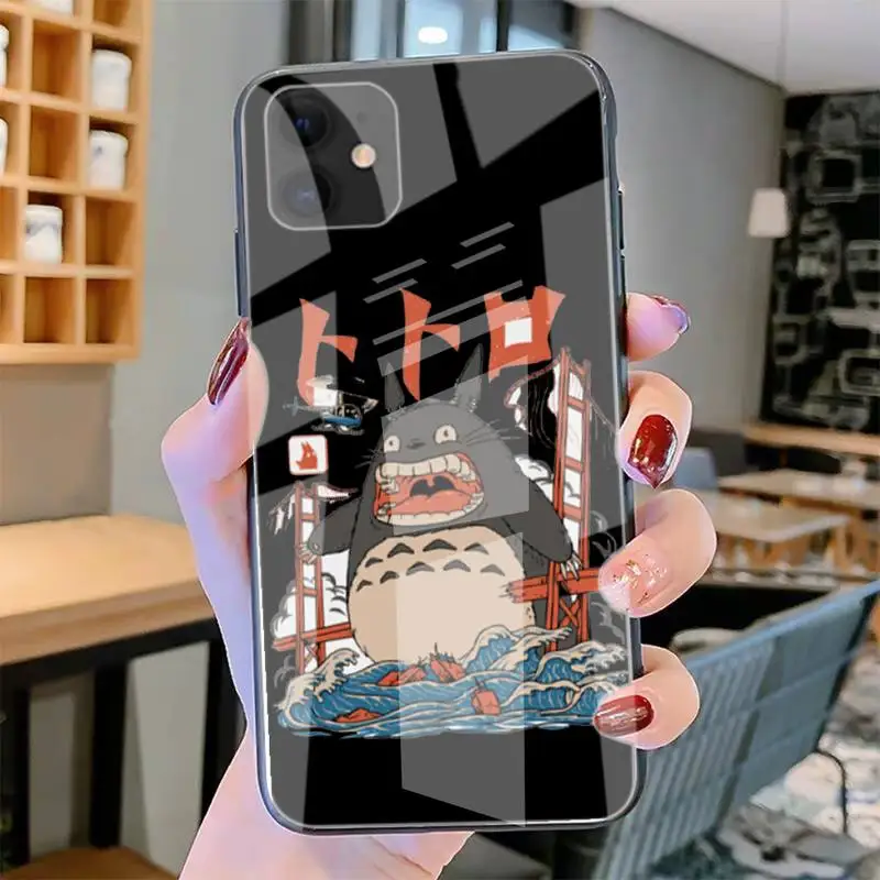 

Kawaii Comic Totoro Phone Cases Tempered Glass For Iphone6plus 6S 7 7plus 8 X XS XSmax XR 11 12 Pro Max 12mini
