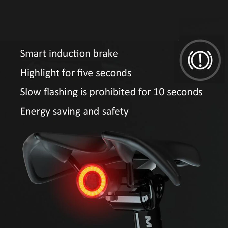 

Smart Bicycle Car Brake Detection Light IPx6 Waterproof Rechargeable LED Tail Light Bicycle Tail Light Bicycle Accessories