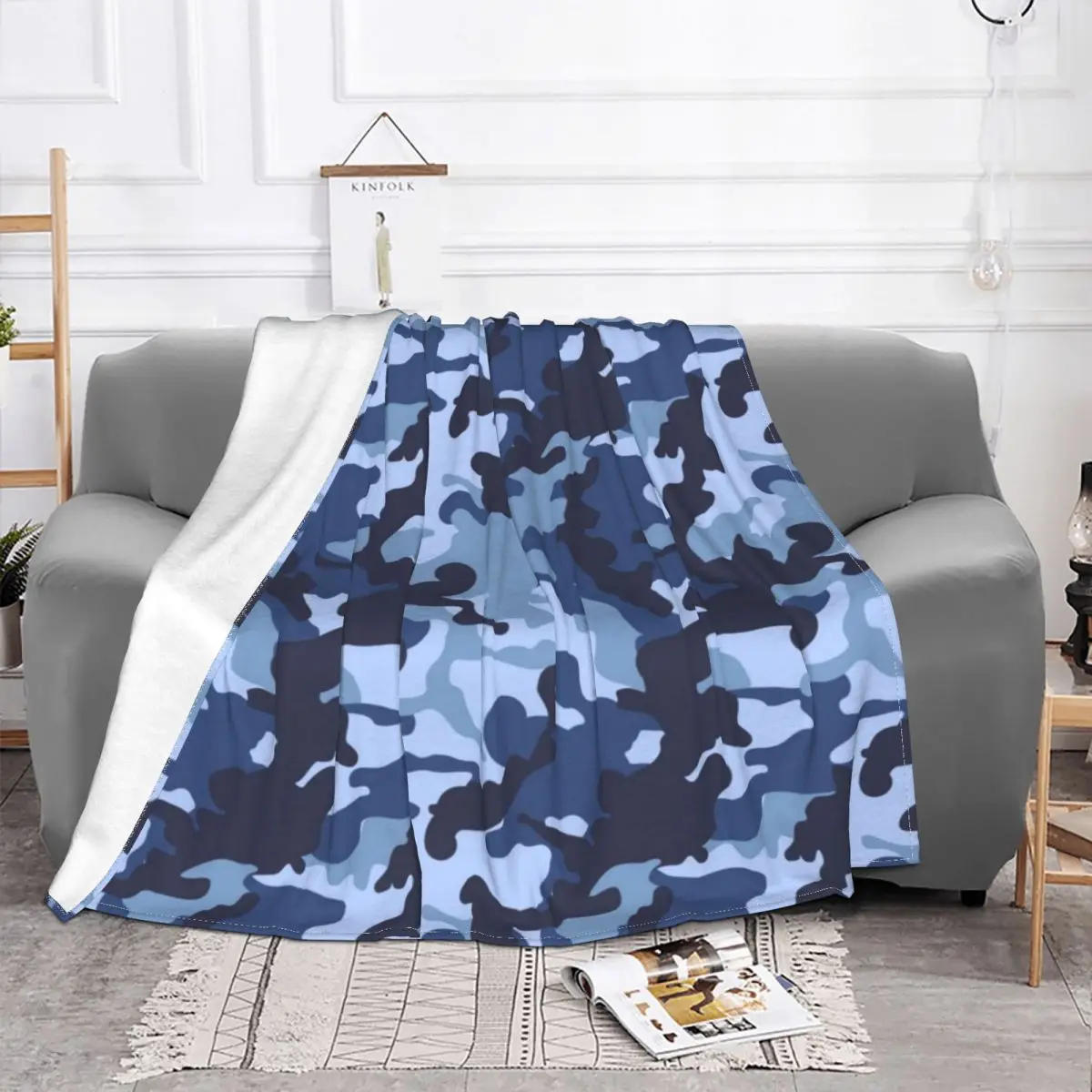 Темно-синее камуфляжное Флисовое одеяло весна-осень модная форма мягкое