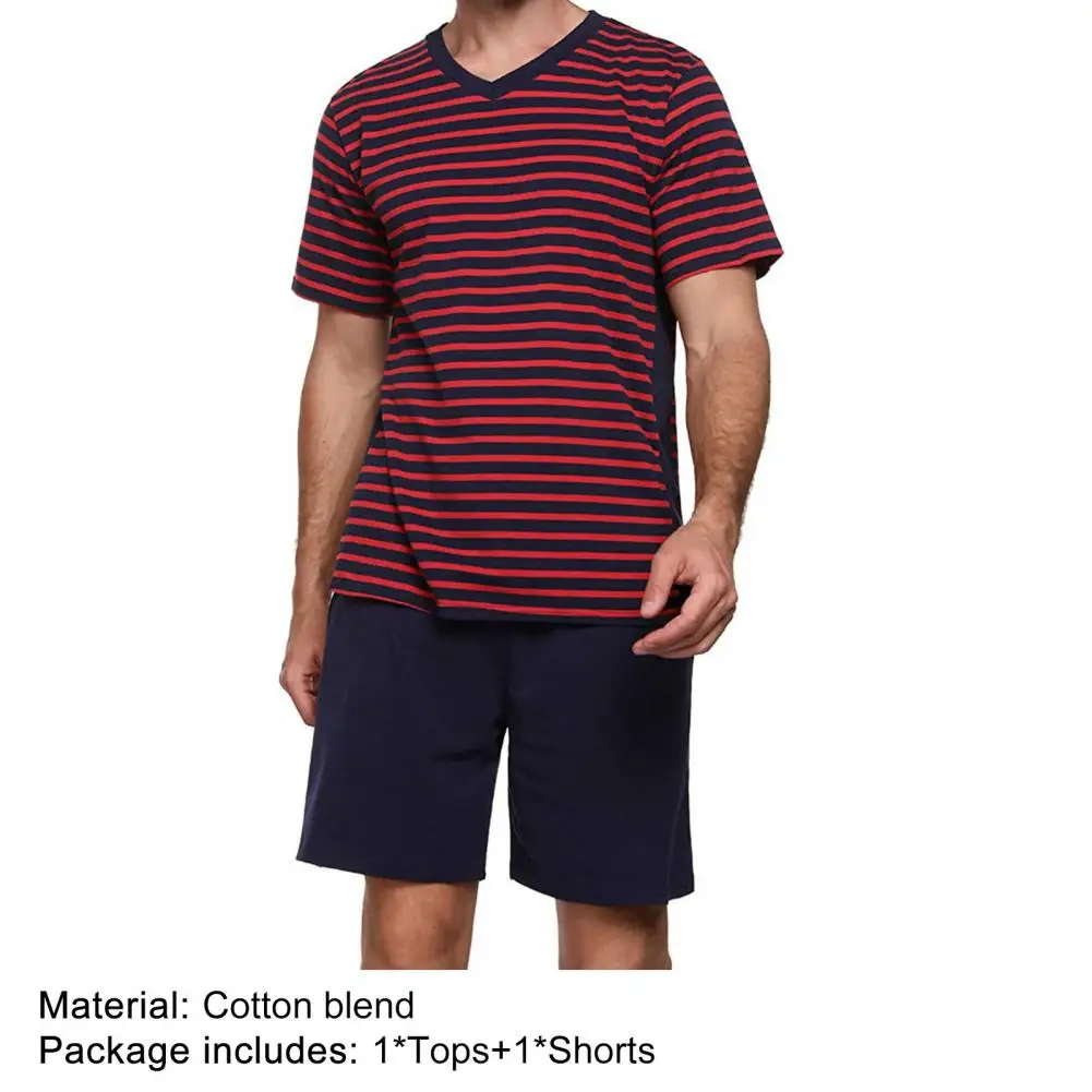 

3XL Summer Sports Suit Men Outfit Cotton Blend Loose Comfortable to Wear Drawstring Casual Striped Sport Suit Men's Sets 2021