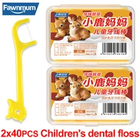 fawnmum 2boxspcs childrens dental floss picks teeth care plastic toothpicksthread interdental brushes disposable oral hygiene