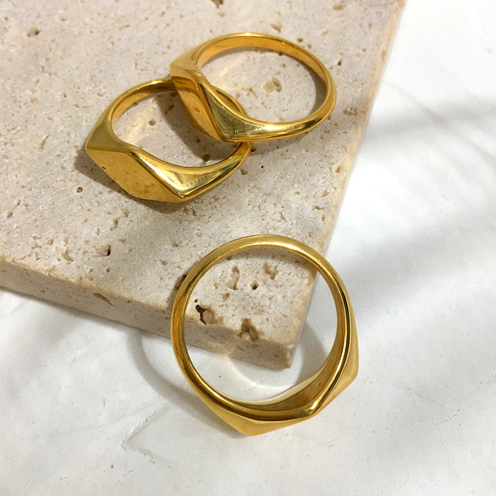 Monlansher изысканные геометрические кольца из нержавеющей стали ромбовидной формы