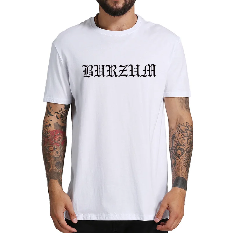 Футболка Burzum с круглым вырезом 100% хлопок простая дышащая рубашка принтом букв