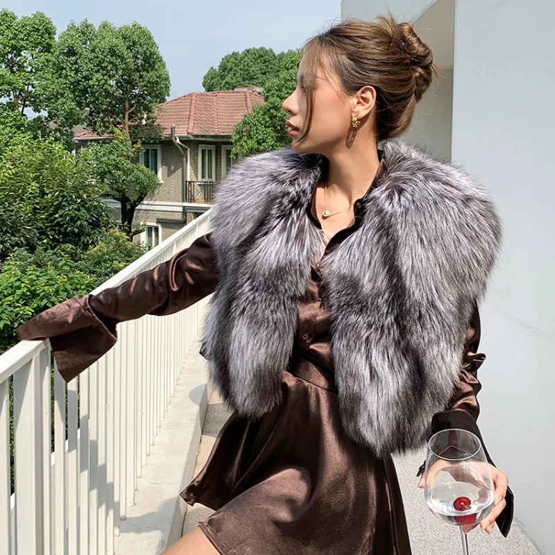 TOPFUR 2021 Real Fox Fur Vest 2021 New Fashion Young Women Vest Short Winter Jacket Fluffy Female Waistcoat Fur Sleeveless Gilet