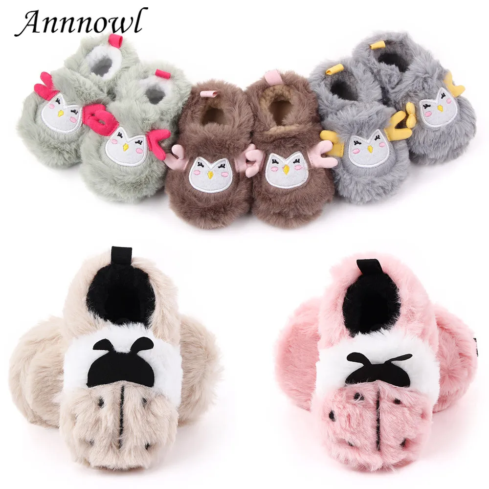 Брендовая плюшевая теплая обувь для маленьких девочек зимняя мягкая малышей в