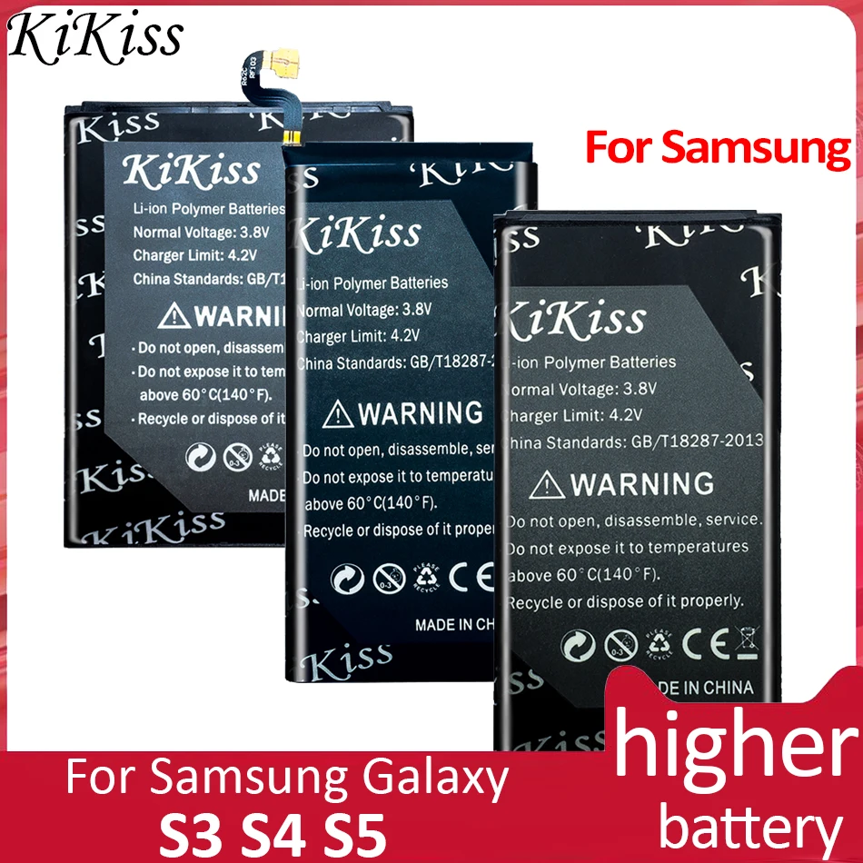 

Аккумулятор KiKiss для Samsung Galaxy S3, S4, S5, S, 3, i9300, i9500, i9505, G900, Bateria B600BE/B600BC/EB-L1G6LLU/EB-BG900BBC