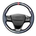 Чехол 5D из углеродного волокна и кожи с отверстиями для рулевого колеса, подходит для Ford Focus 2019 +