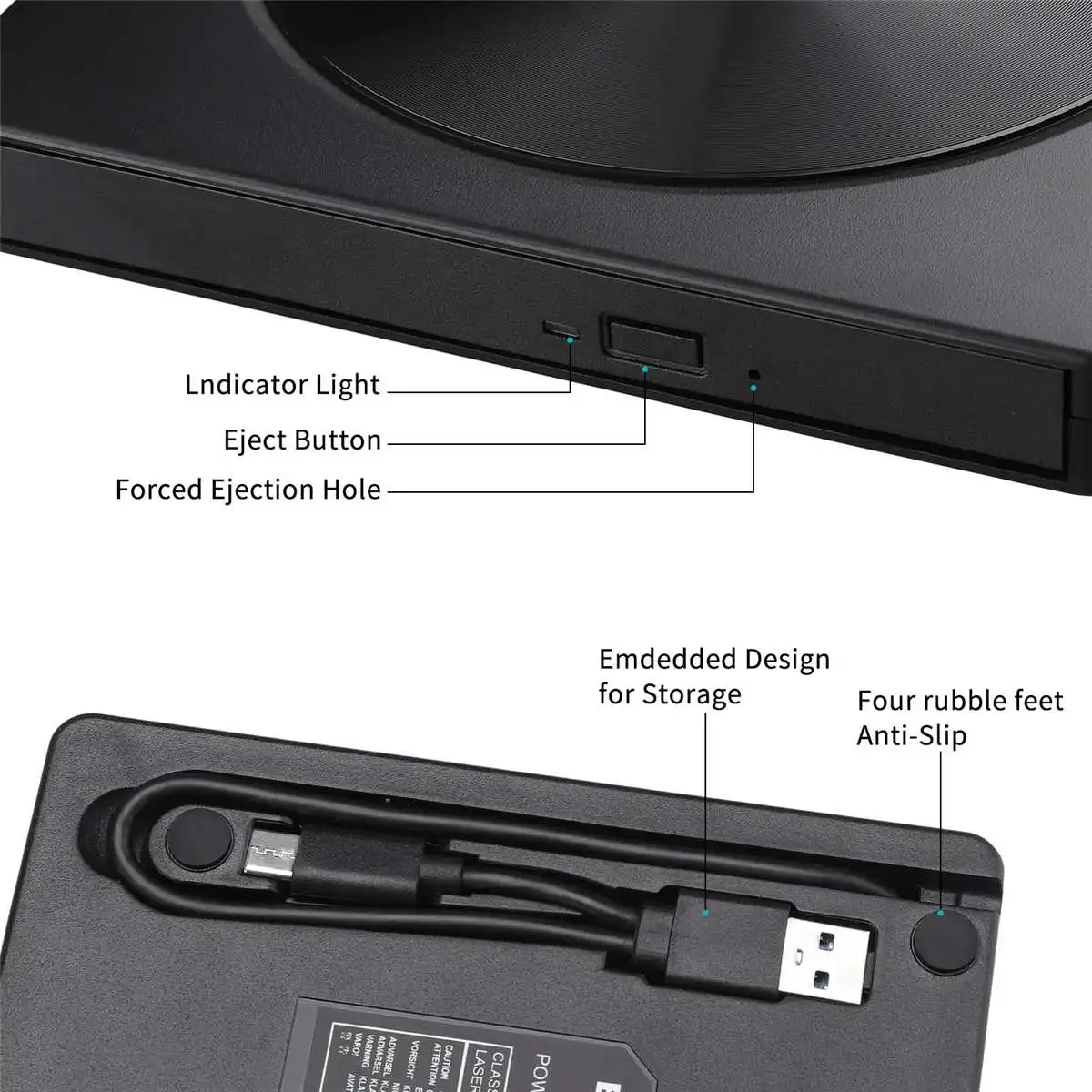 Внешний DVD накопитель USB 3 0/Type C оптический привод портативный RW CD горелка