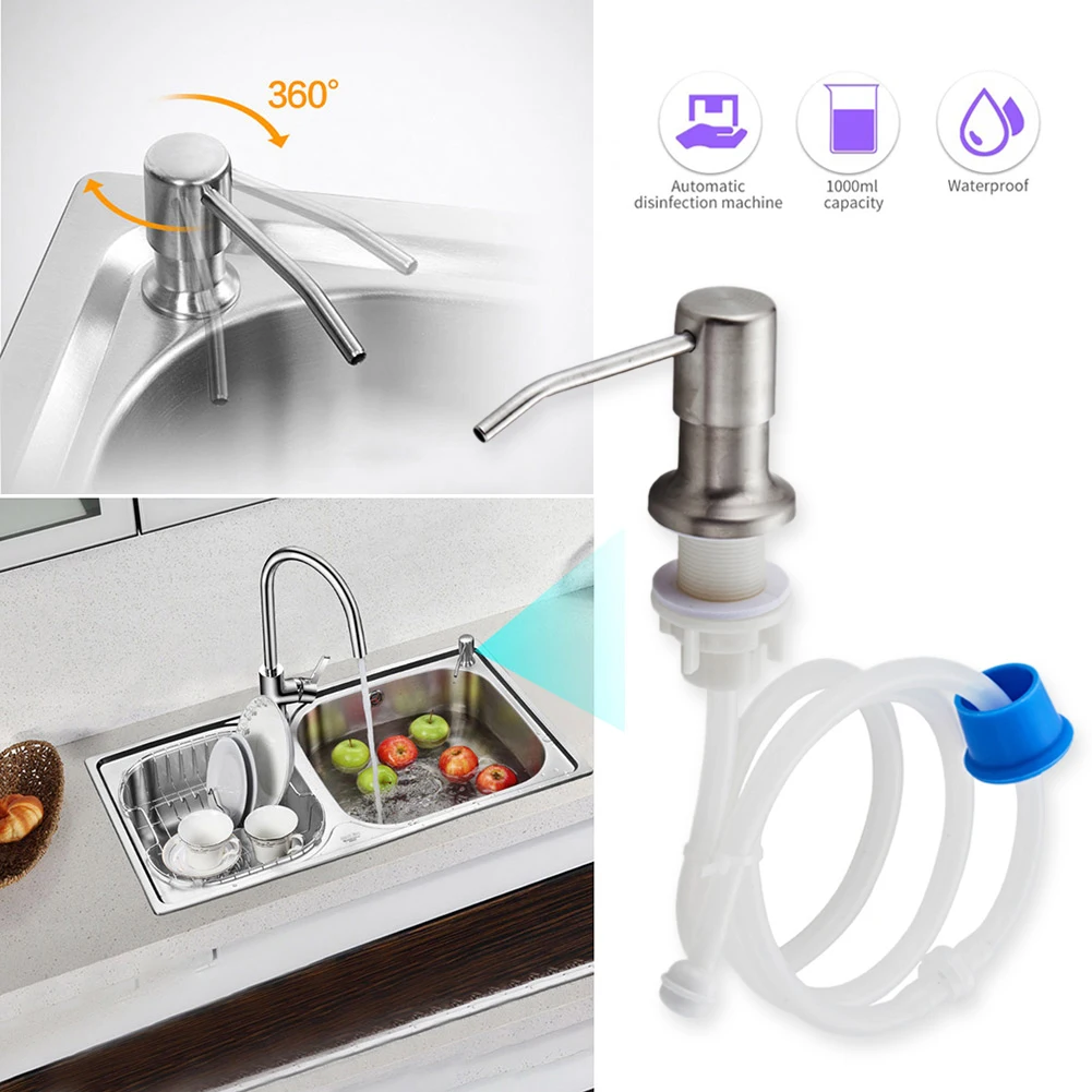 

Kitchen Sink Soap Dispenser Pump Stainless Steel Nozzle Liquid Dispenser Extension Tube Kit Kitchen Bathroom Sink Pump