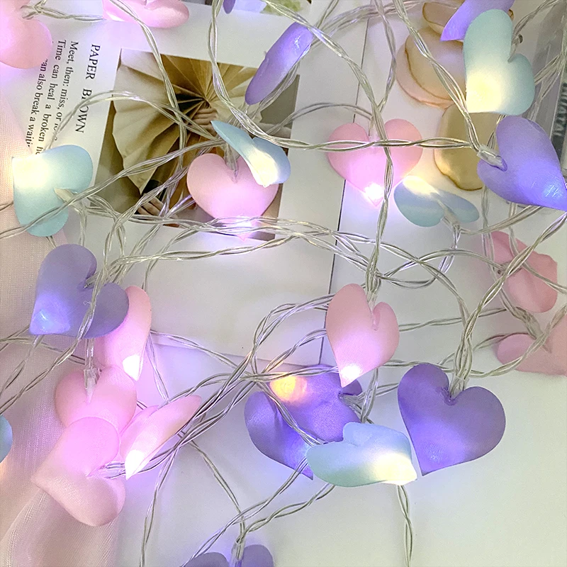

1.5M 10LEDs Love Heart Cotton LED Light String Fairy Garlands For Romantic Wedding Valentines Party Indoor Decor String Lamp
