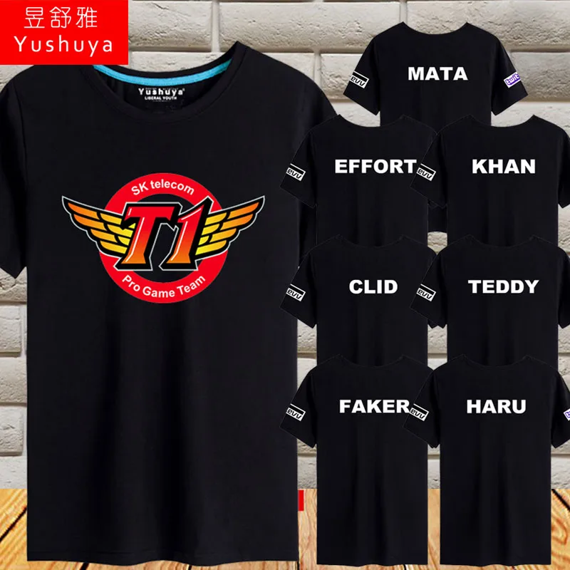 Горячая Игра LOL SKT T1 игрок Команда Униформа футболка Летняя хлопковая Футболка S 3XL