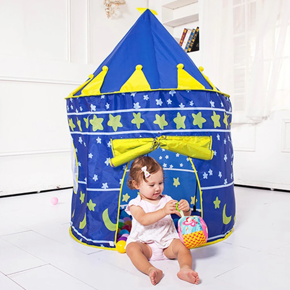 blue Замок игровой тент портативный складной Tipi Prince складной тент дети мальчик Cubby игровой домик детские подарки уличные игрушечные палатки - Цвет: blue