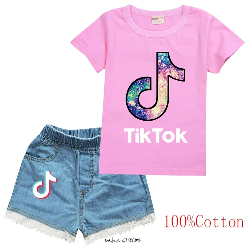 Футболка Tik Tok комплект из двух предметов спортивный костюм рубашка с коротким