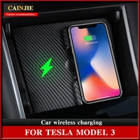 for tesla model 3 accessories car wireless charger model y usb ports fast charger dual phones carbon abs model three 2021