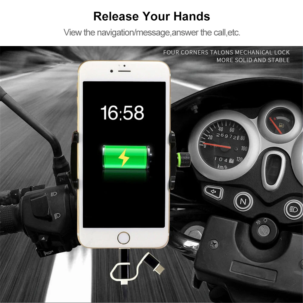 waterproof 2 5a usb charger motorcycle phone holder for motorbike handlebar mirror gps stand cell phone mount support free global shipping