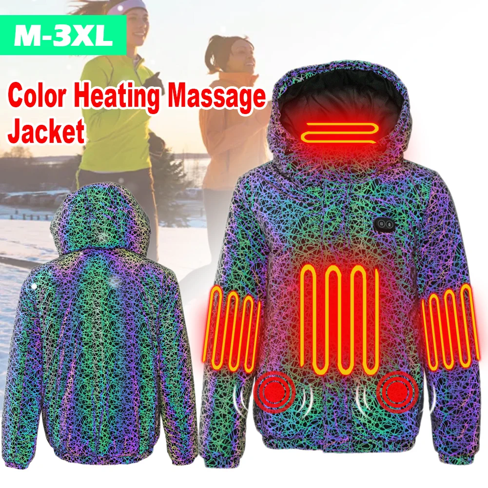 

Winter Heating Massage Jackets for Men Thermal Hooded Jacket Camouflage Suit Coat for Outdoor Activity Hiking Cycling Running