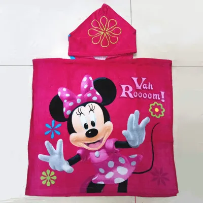 Minnie Дисней мультфильм Хлопок Абсорбирующая дышащая мягкая детская накидка с капюшоном Микки Маус Замороженные Эльза Анн мода плащ пляжное полотенце - Цвет: Minnie