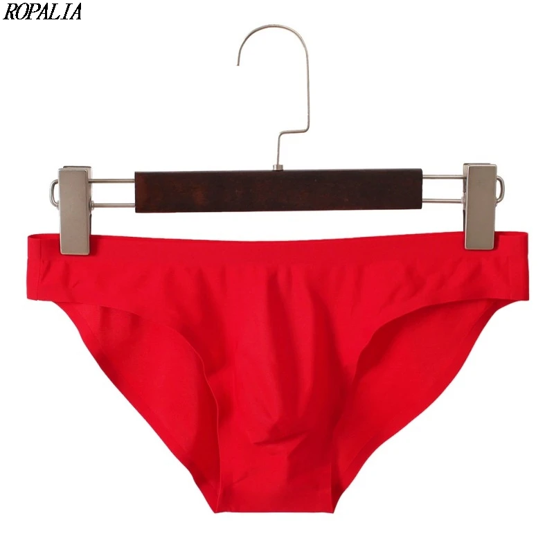 

Men's Elastic Seamless Seamless Ice Brief Male White Low Waist Soft Silk Breathable Underwear Underpants Solid Ultra-Thin