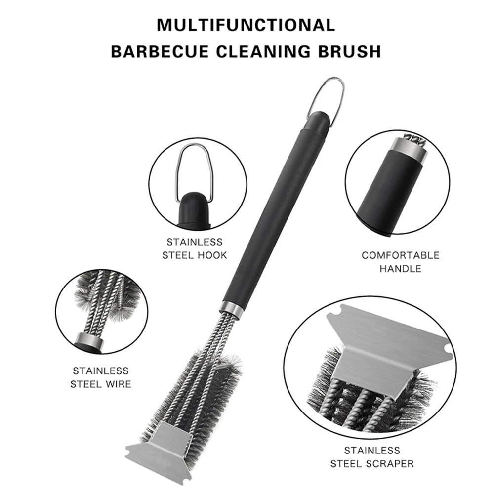 Щетка для гриля из нержавеющей стали щетка чистки барбекю 3 в 1 щетки инструмент
