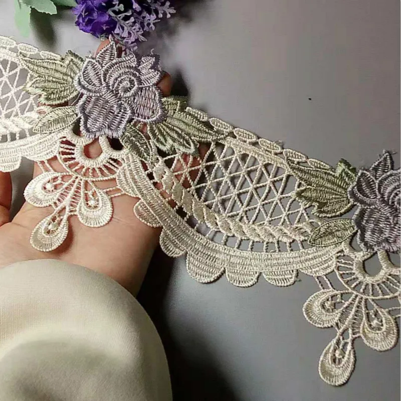 2 ярдов слоновой кости кружево украшение лентами вышивка цветок тесьма для
