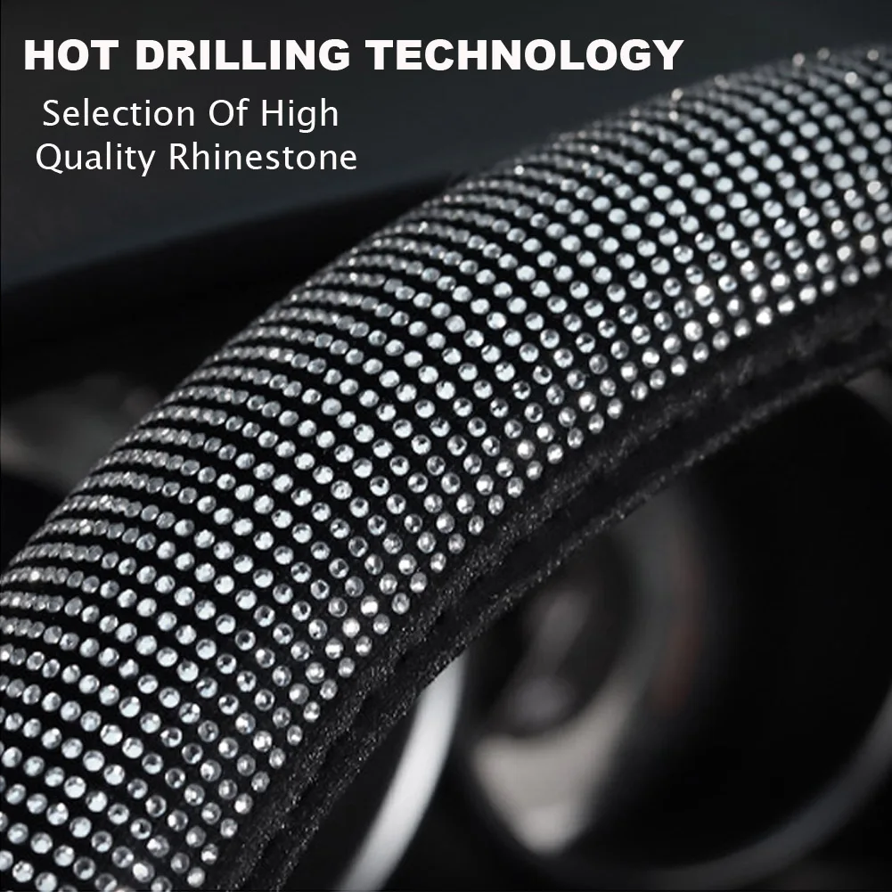 Car Steering Wheel Cover Bling Crystal And Artificial Leather Covers Suit Four Seasons Universal Auto Accessories | Автомобили и