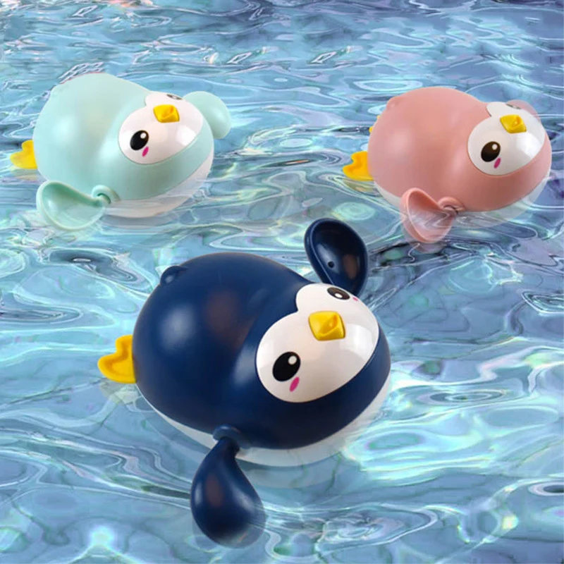 Baby Swimming Pool Shower Bath toys Cute Animal Duck Wind Up Chain Bathing Clockwork Bathroom Game Water Beach Toys for Kid 040L