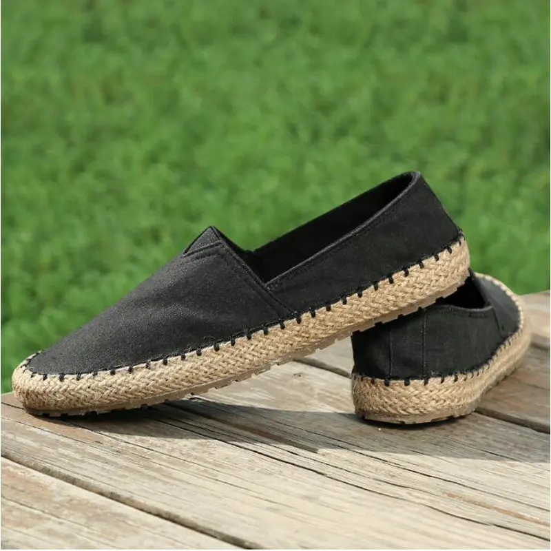 High quality Espadrilles Footwear Men's Flat Canvas Shoes Hemp Lazy Flats For Men Moccasins Male Loafers Driving 997 | Обувь