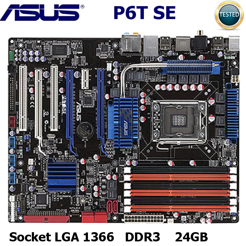 Материнская плата LGA 1366 Asus P6T SE DDR3 Core i7 Extreme/Core 24 ГБ Intel X58 оригинальная материнская