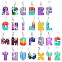 kawaii graffiti uppercase letter push bubble fidget toys adult stress relief toy popits cute backpack pendant keychain