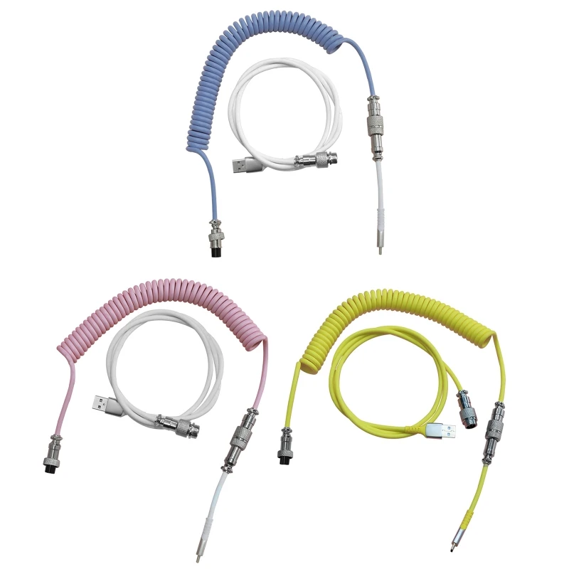 

Спиральный USB-кабель Type C Ajazz для механической клавиатуры, разъем авиатора, T3LB 2,3 м