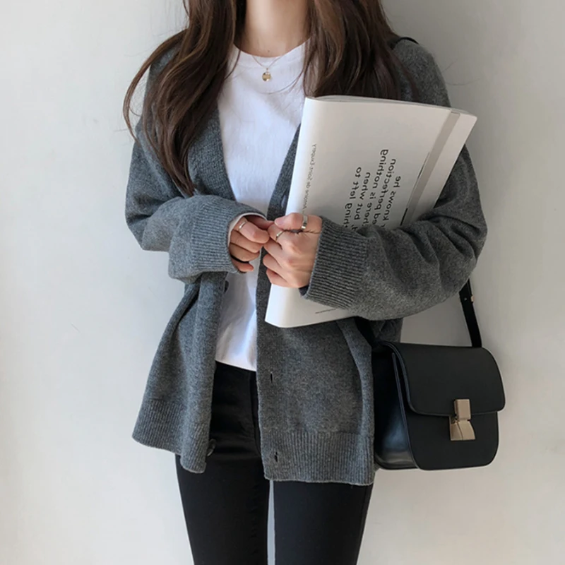 

Fall/Winter 2020 Loose V-neck Lazy Jacket Women's Sweater Cardigan Top Knitwear