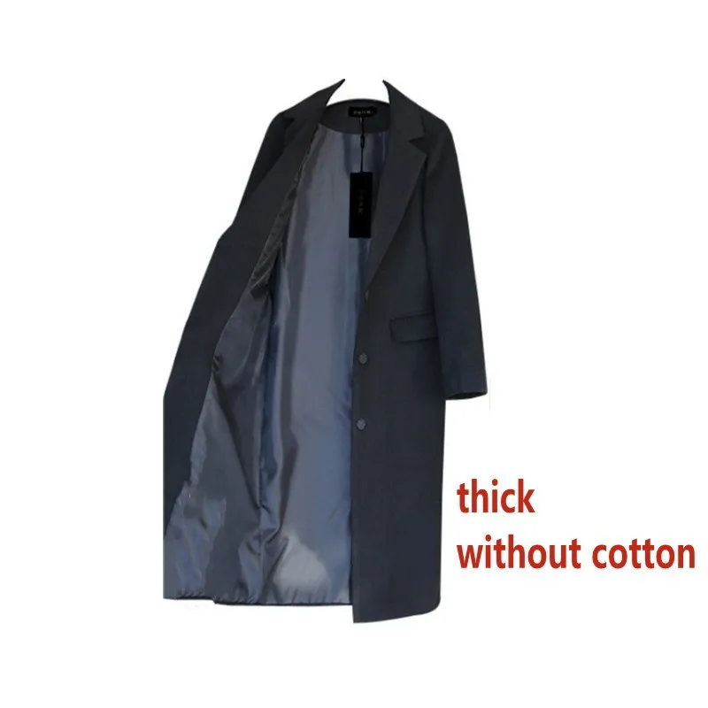 without Cotton black Зимнее модное женское хлопковое плотное шерстяное пальто зимнее новое черное шерстяное пальто в форме кокона большого размера X-3XL - Цвет: without Cotton black
