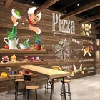 Пользовательские фотообои 3D Ретро ручная роспись пицца деревянная отделка Ресторан фон настенное покрытие 3D водостойкие фрески наклейки