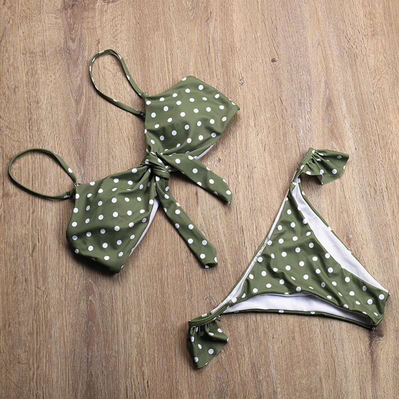 

Women's Swimwear Sexy Print Front Bowknot Tie Halter Bikini Set 2 Piece Swimsuit Summer Swimming Beachwear Triangle Bathing Suit