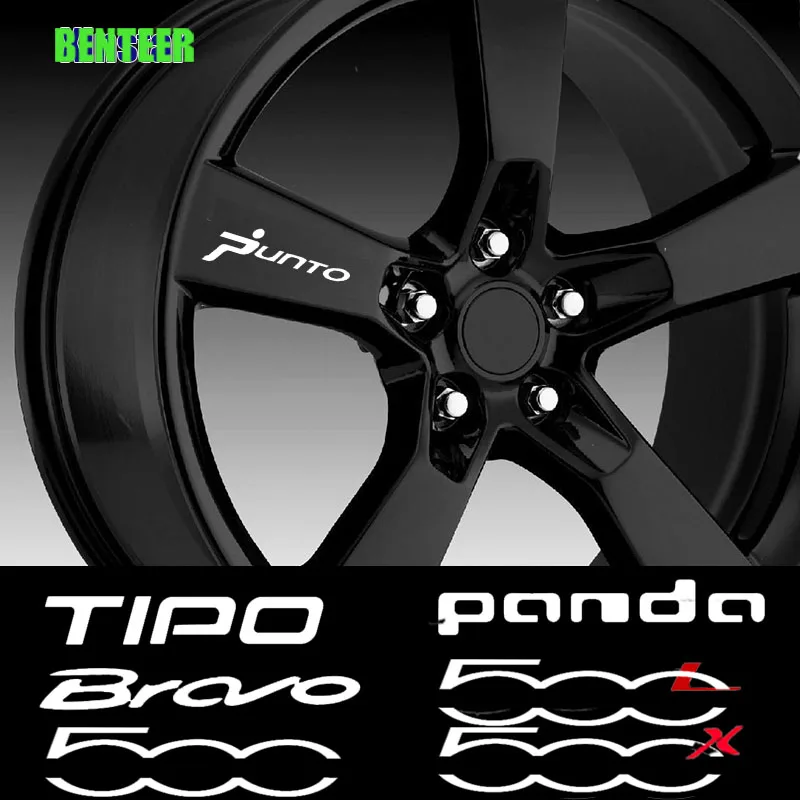 

4pcs Car Wheel Rim Sticker For Fiat 500 500X 500L Tipo Bravo Panda ABARTH Punto