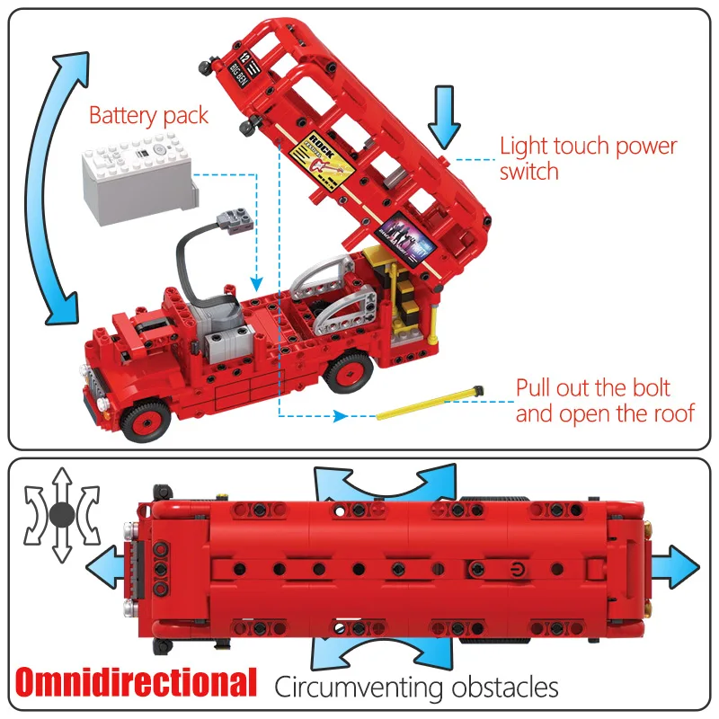 

ERBO Electric Double Layer London Bus Building Blocks City Technic Car Creator Bricks Educational Toys for Children