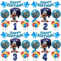1set cartoon hedgehog foil balloons 30inch number foil balloons boy kids birthday party decoration supplies air globos kid gift