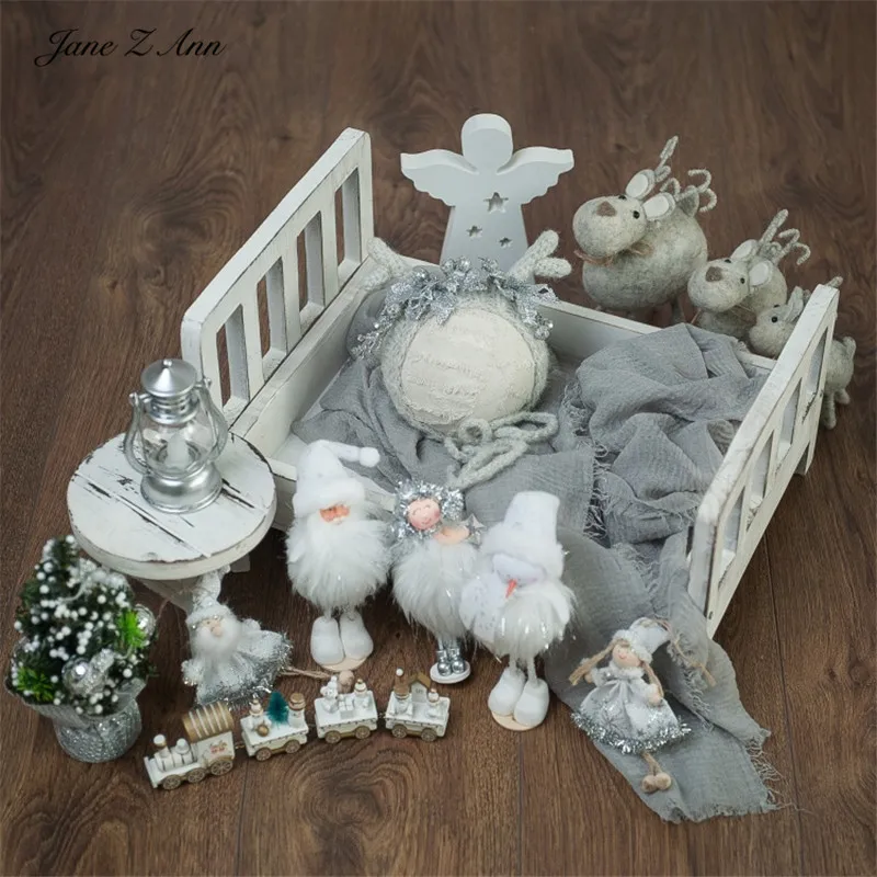 

Jane Z Ann Newborn silver Christmas doll elk hat cute xmas theme props studio shooting home photo accessories