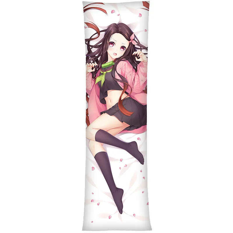 

New Anime Demon Slayer Kamado Nezuko Dakimakura Hug Body Pillow Case Long 160*50cm 2WAY Fabric Cover 35*55CM Cuhion Pillowcase