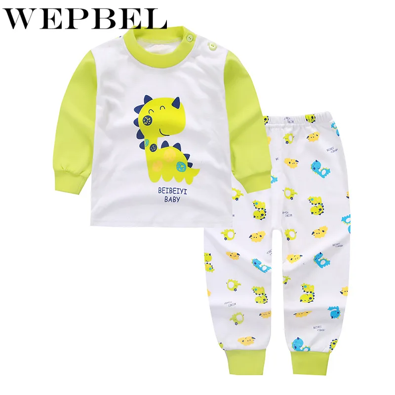 WEPBEL Children Cotton Underwear Autumn Winter Kids Boys Girls Warm Pajamas Baby Toddler Cartoon Clothing Sets | Детская одежда и