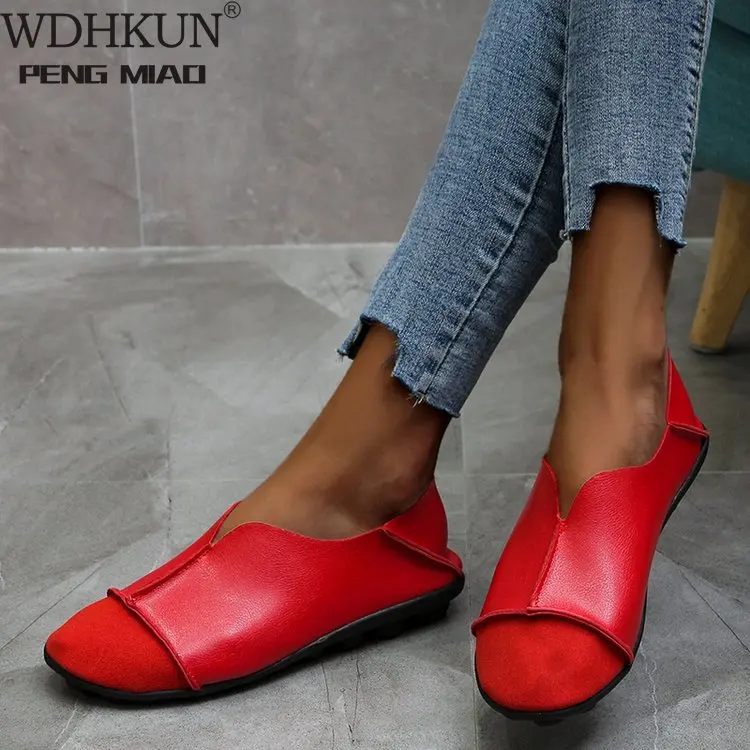 

Women Real Leather Shoes Moccasins Mother Loafers Soft Flats Casual Female Driving Ballet Footwear Comfortable Grandma Shoes
