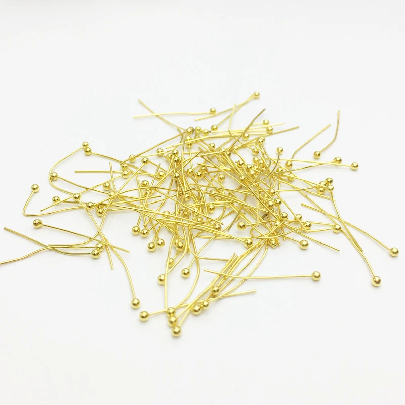 100 шт./лот 22 мм золотистые металлические булавки с шариковой головкой для