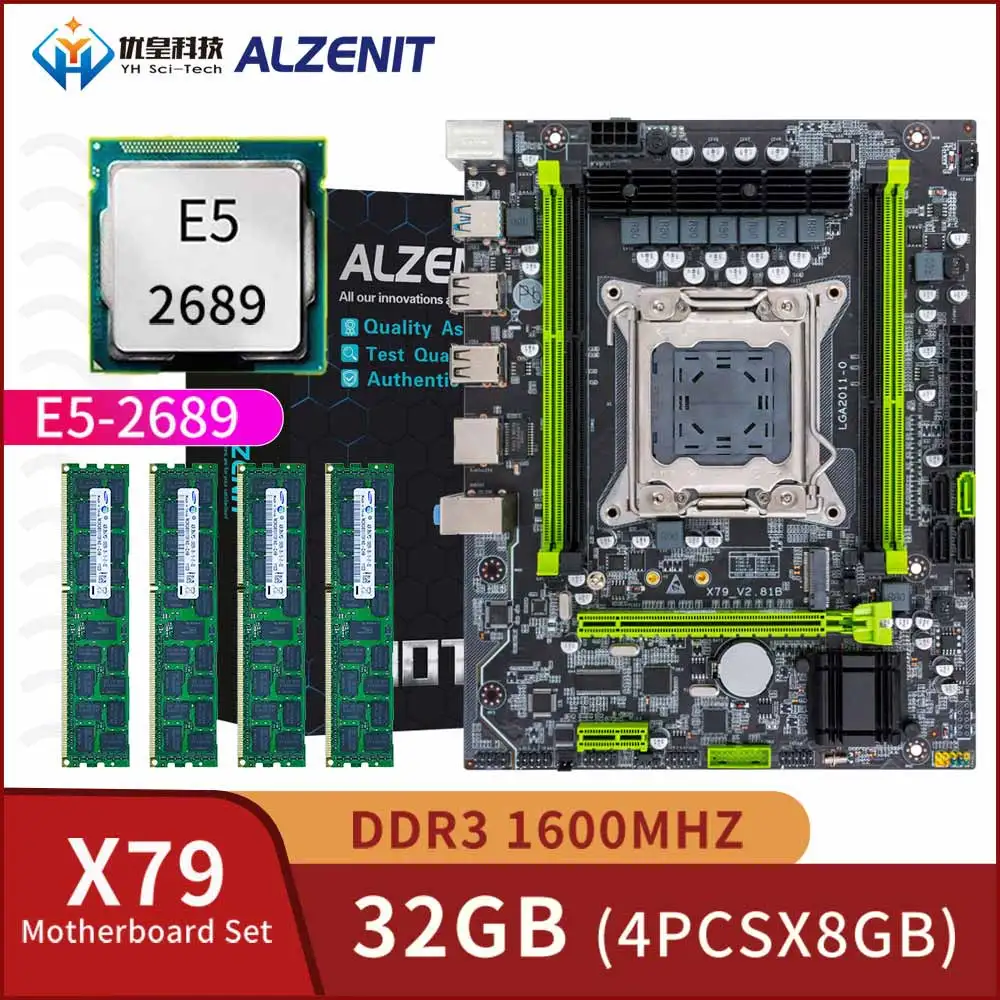 Набор материнских плат ALZENIT X79 процессор M.2 MATX с LGA2011 Combos Xeon E5 2689 2 6 ГГц 4*8 ГБ (32 ГБ) DDR3