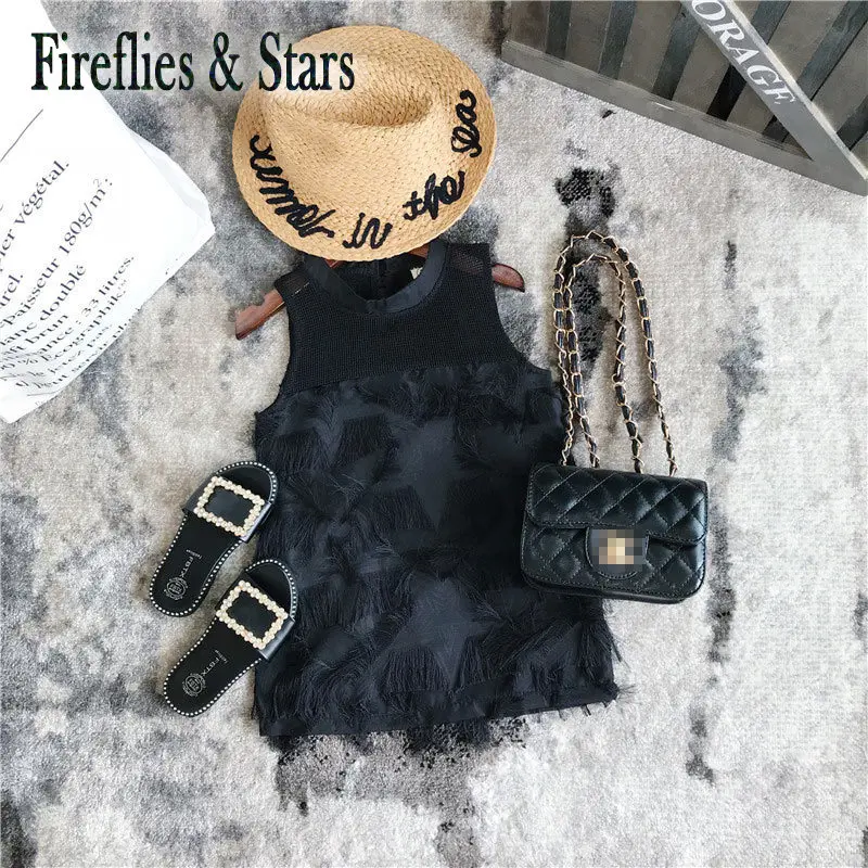 Летнее платье для девочек детское Брендовое модное Сетчатое ажурное без рукавов