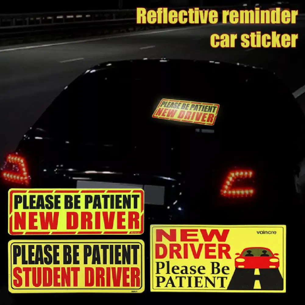 

Magnet Reflective Reminder Car Sticker New Driver Sign Removable Auto Reflective Decals Warning Safety Sign Adhesive Reflector