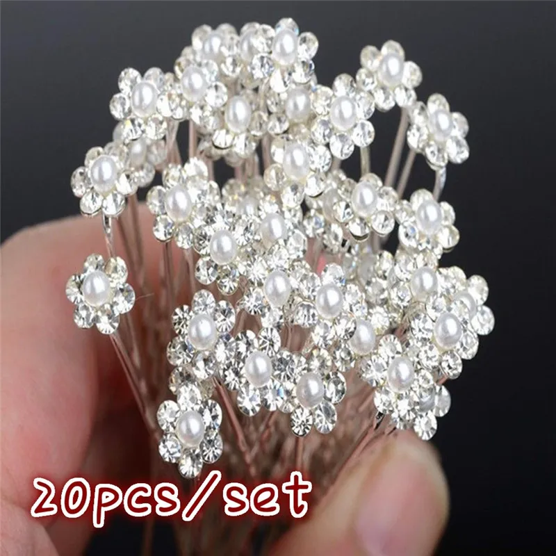 

U-shaped Hairpin Flower Inlaid Rhinestone Hair Jewelry Bridal Headdress